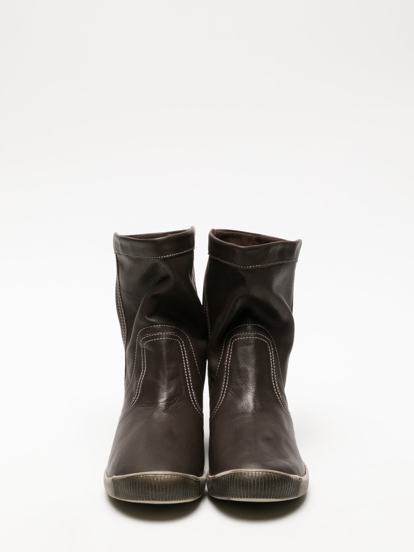Softinos Brown Round Toe Ankle Boots